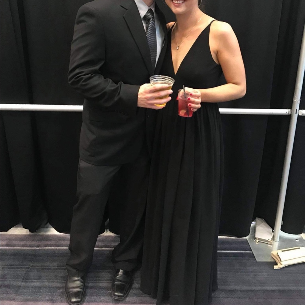 Dress the Population Black V-Neck Maxi Wedding Dress